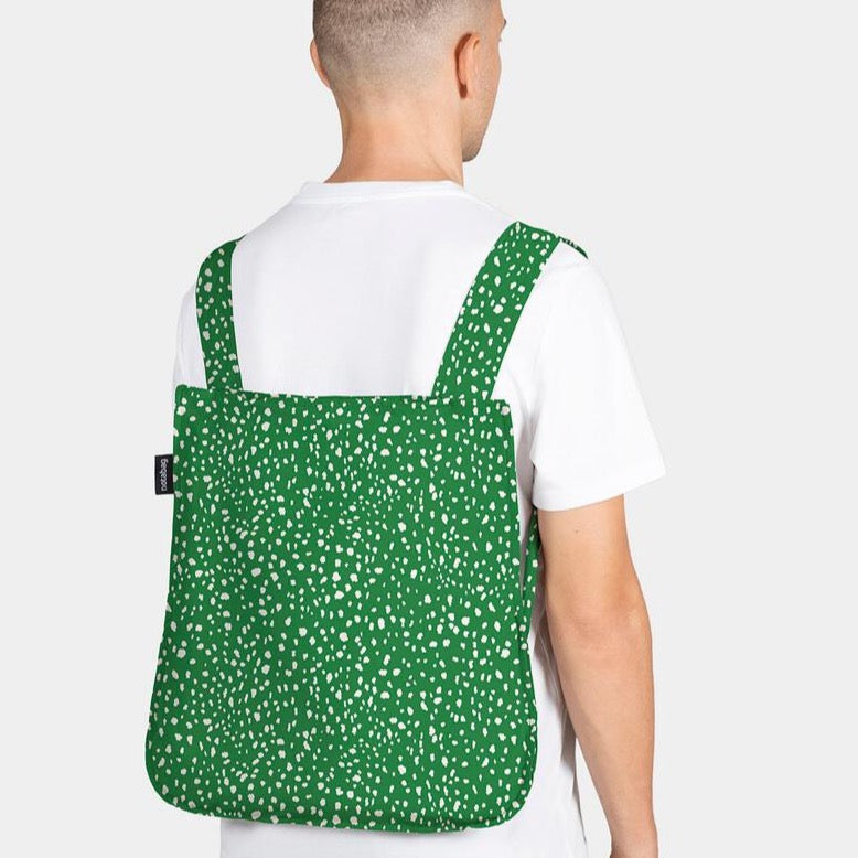 wearing tote bag as backpack