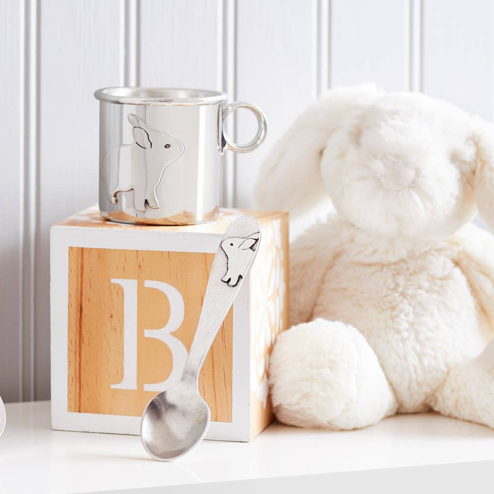 pewter bunny spoon in gift box