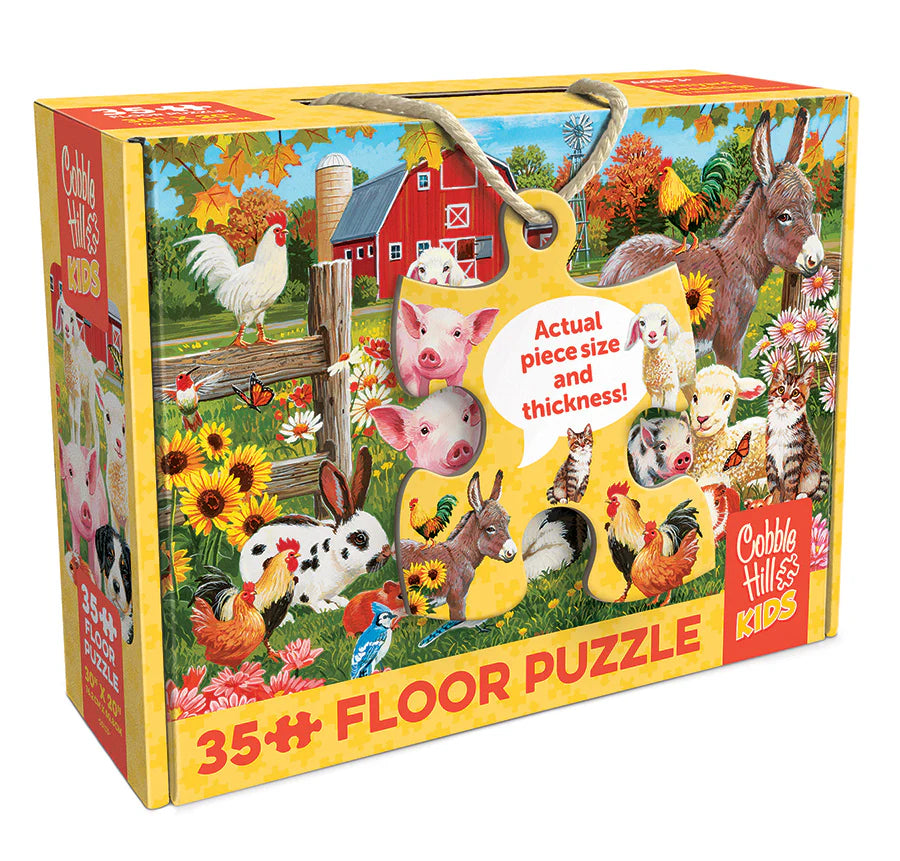 Cobble Hill Kids 35-piece floor puzzle box with farm animals and a barn on the cover