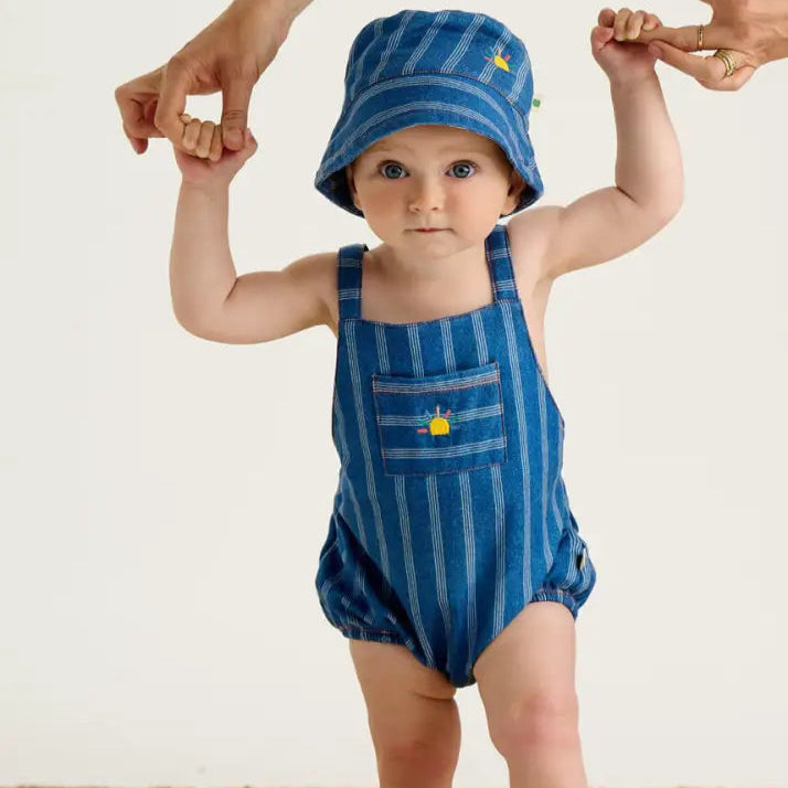 Mer - Denim Pinstripe Baby & Kids Sun Hat